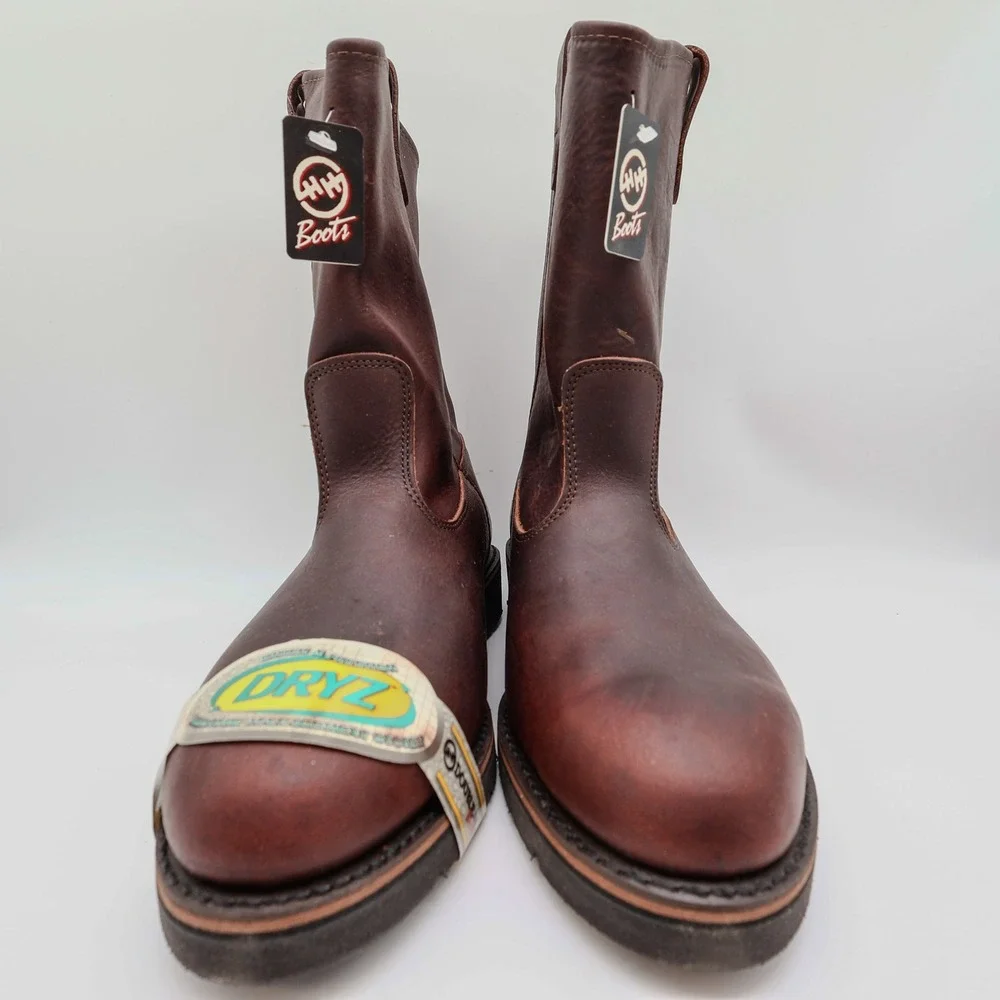 Vintage Double-H Boots Mens 13 D Brown Leather AG7 Ranchwell EH Boots 3730 NWB